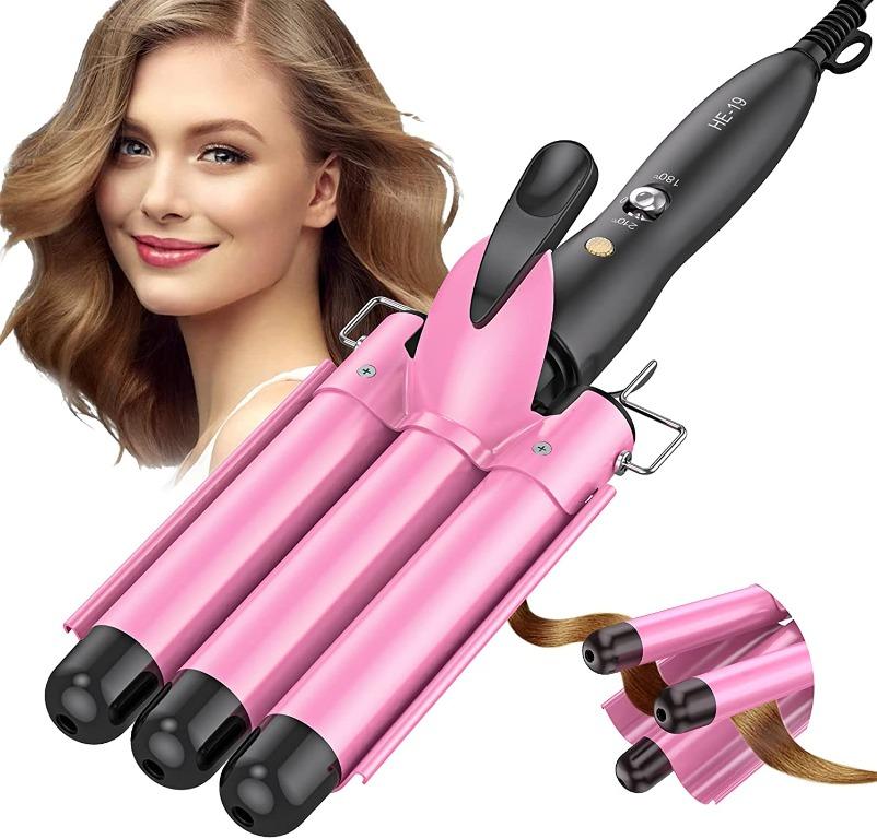 Hair Waver, BESTOPE 3 Barrel Hair Waver, 25mm Waver Curling Wand with  Temperature 180°C-210°C for Long or Short Hair Hot Pressing Styling Tool  Pink Hair Crimpers, Beauty & Personal Care, Hair on