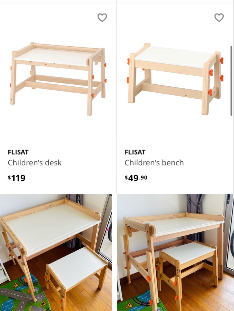 IKEA Kids Wooden Table & Chair Adjustable, Furniture & Home Living