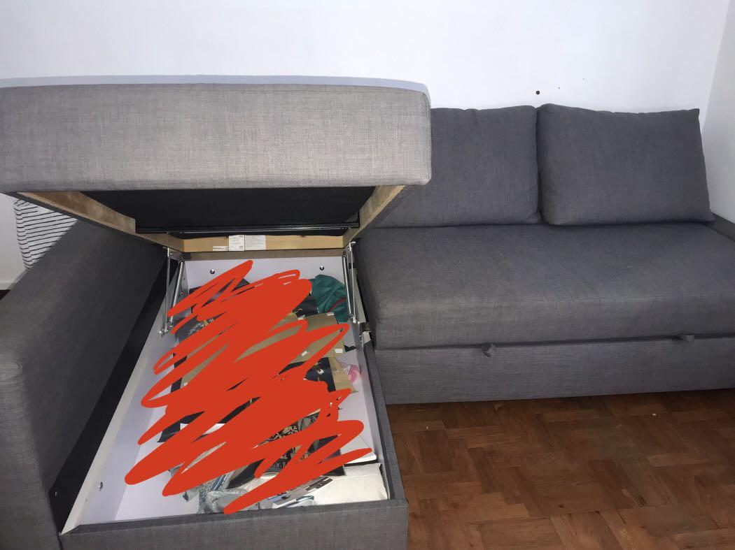 Ikea sofa bed with storage (can negotiate), Furniture & Home Living, Furniture, Sofas on Carousell