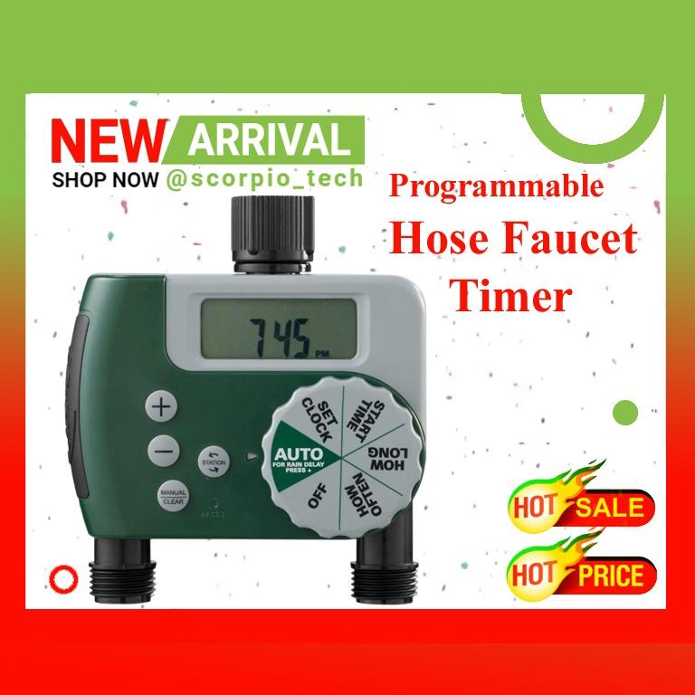 {J3} Orbit 58910 Programmable Hose Faucet Timer, 2 Outlet, Green