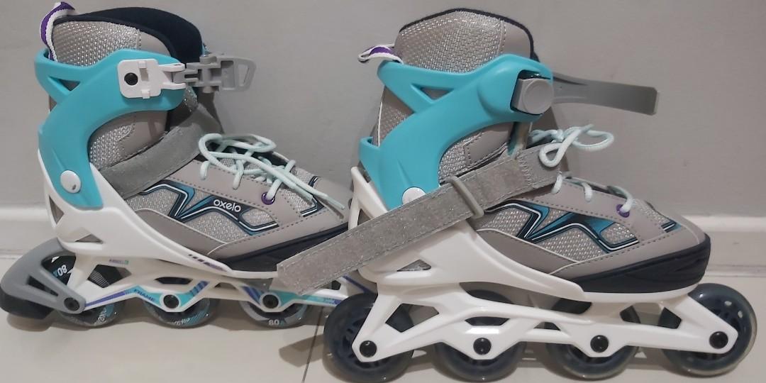 Kids OXELO rollerblade complete set for beginners. Helmet and safety