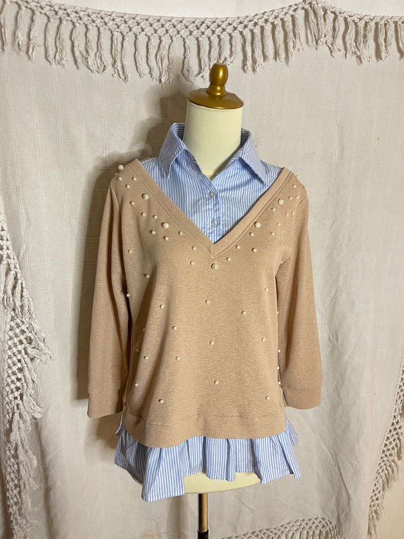 Korean Cute Longsleeve Top, Fesyen 