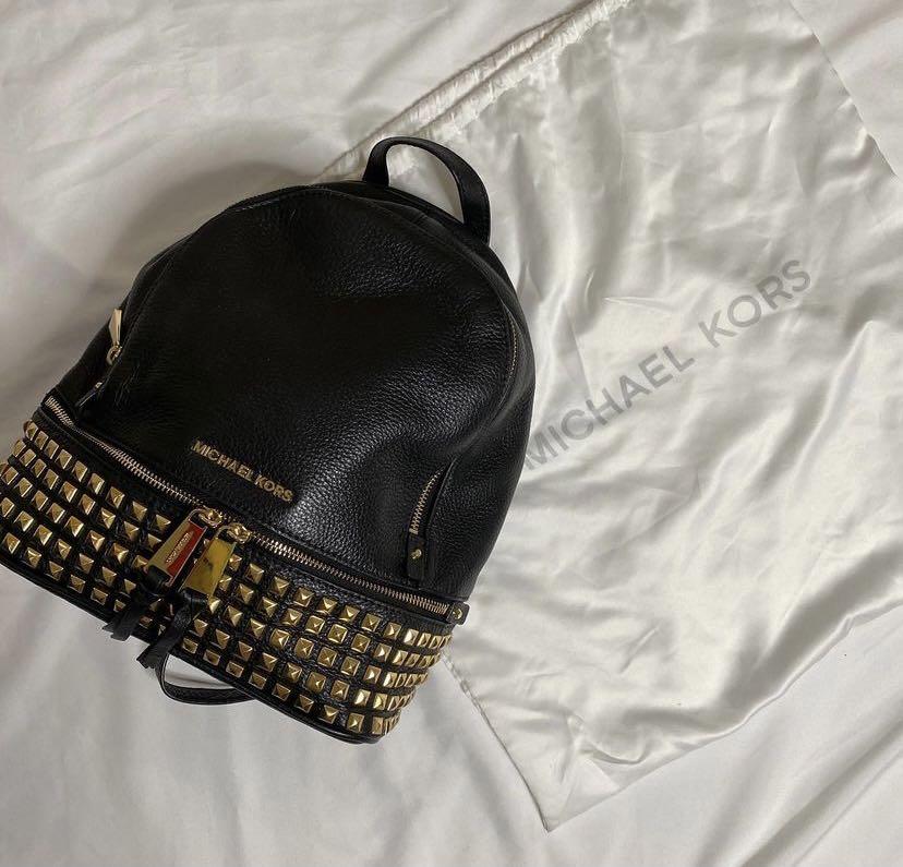 Michael Kors Studded Leather Backpack, Luxury, Bags & Wallets on Carousell