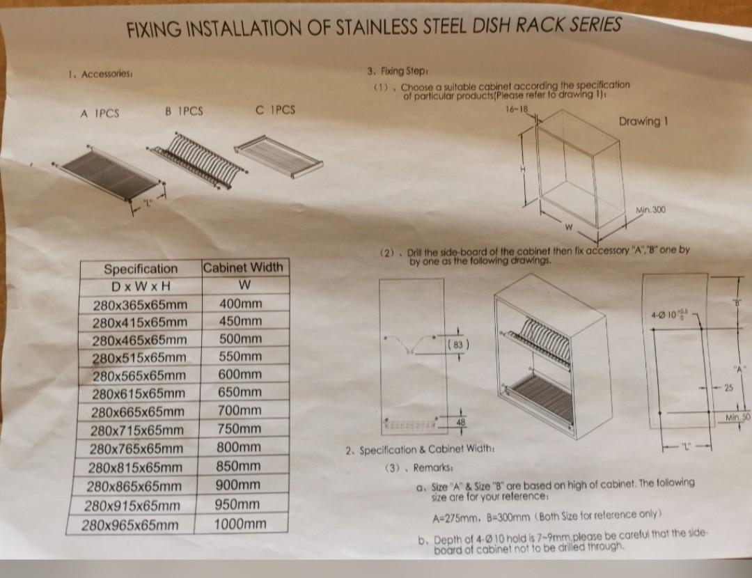MNT 304 Stainless Steel Kitchen dish rack 800mm, Furniture & Home ...