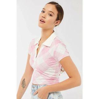 NWT! Pink Argyle Polo