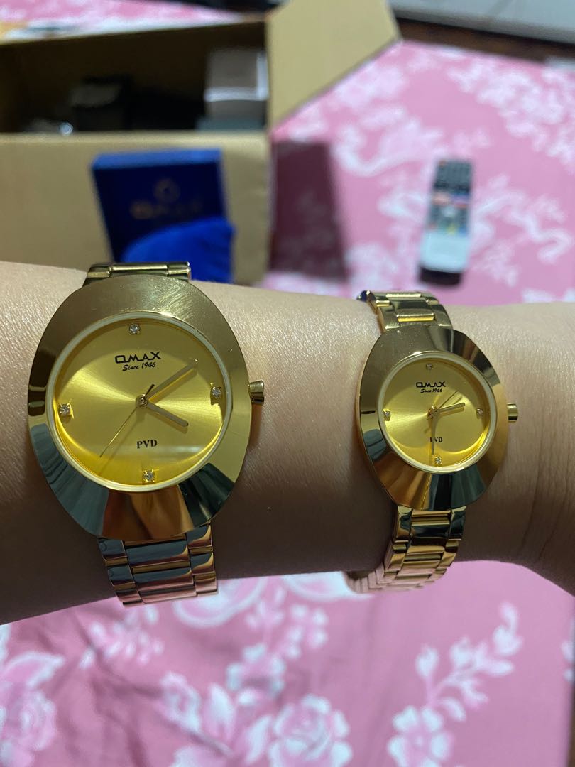 Omax Gold Couple Watch Women s Fashion Watches Accessories