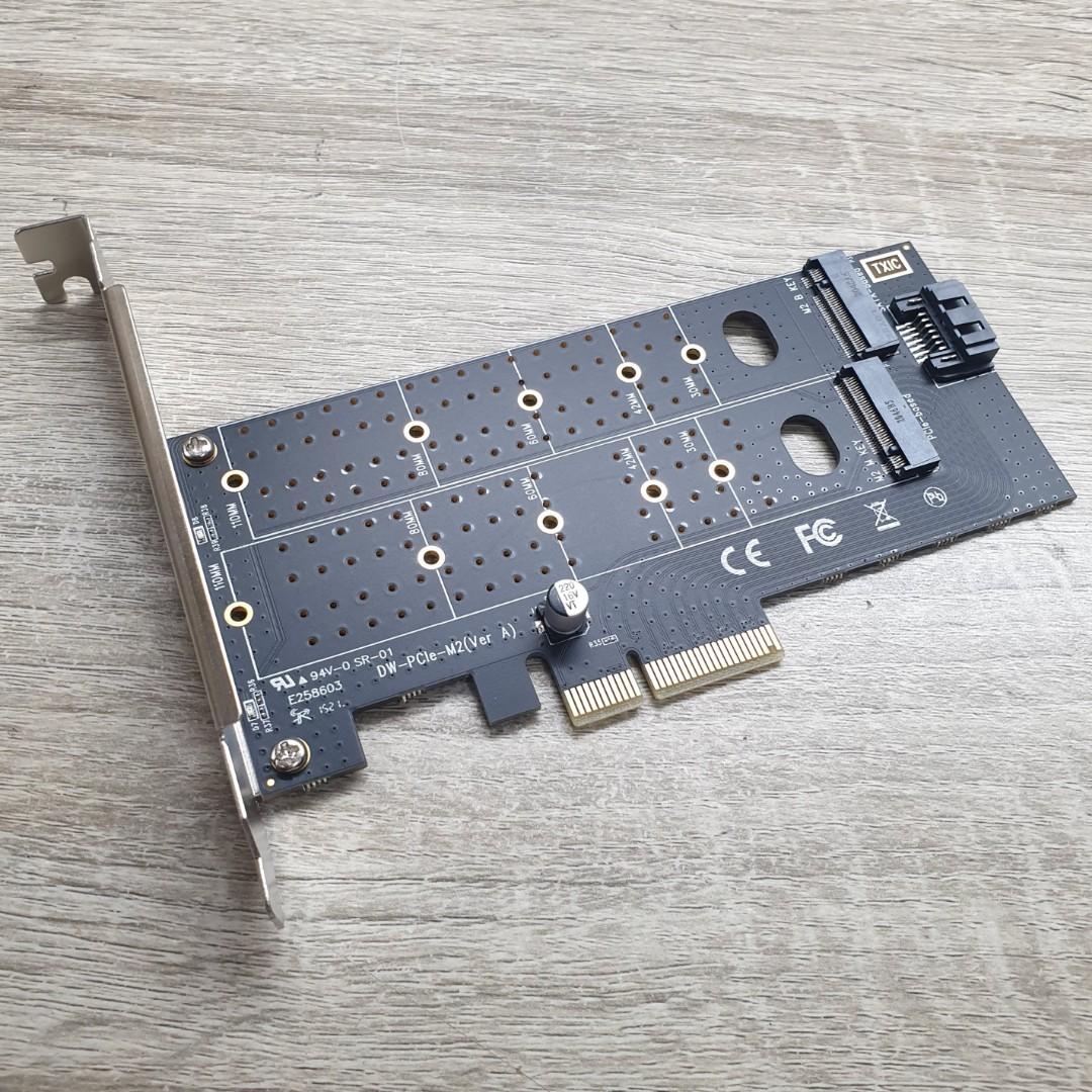 Dual M.2 to PCIe Adapter, M.2 NVMe SSD to PCIe Adapter & NGFF (B+M