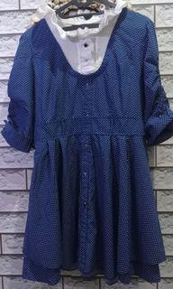 Polkadot dress ruffle Navy