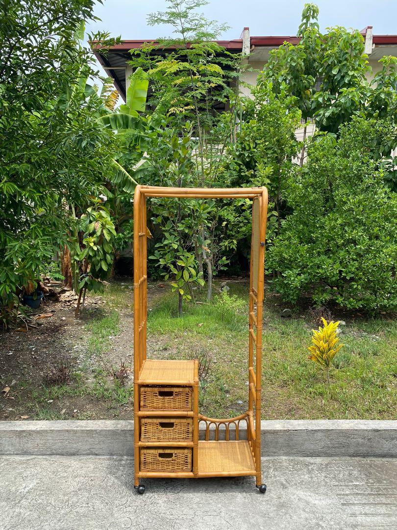 rattan dresser with mirror and wheels with drawer, Furniture & Home