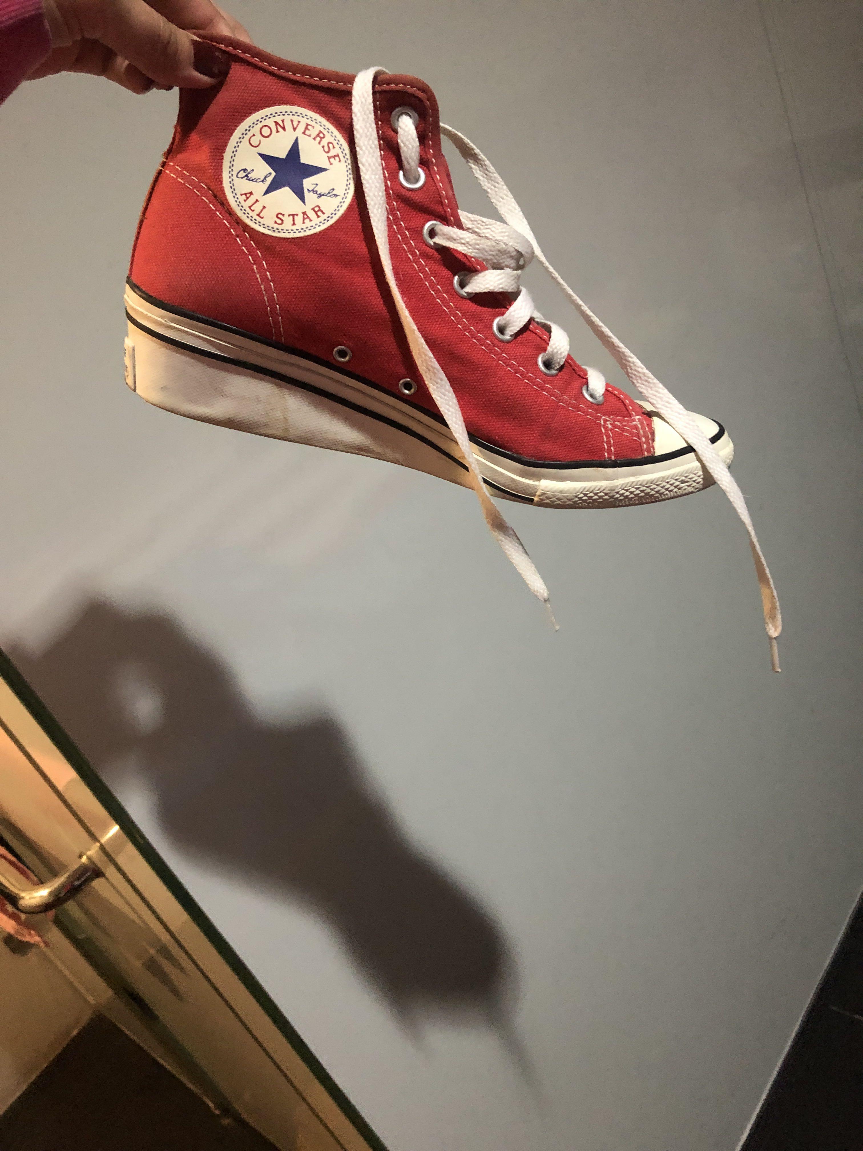 gray and red converse