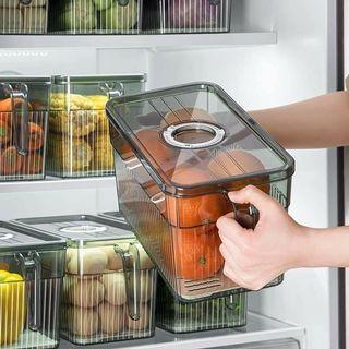 Kitchen Refrigerator Food Storage Drain with Handle Transparent Food Storage Box