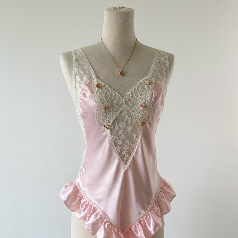 Vintage Ruffled Lace Teddy Romper - Bubblegum Pink