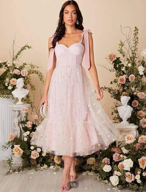 Shein floral mesh dress for sale, Women's Fashion, Dresses & Sets, Dresses  on Carousell