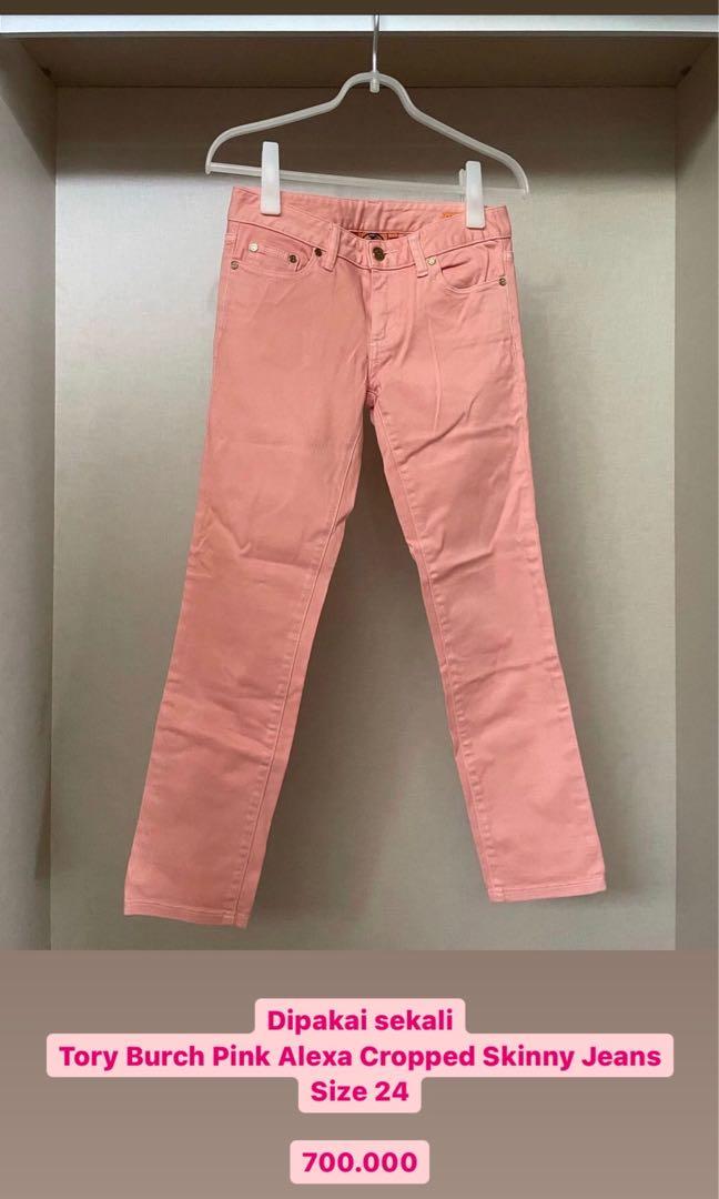 Tory Burch Pink Alexa Cropped Skinny Jeans, Fesyen Wanita, Pakaian Wanita,  Bawahan di Carousell