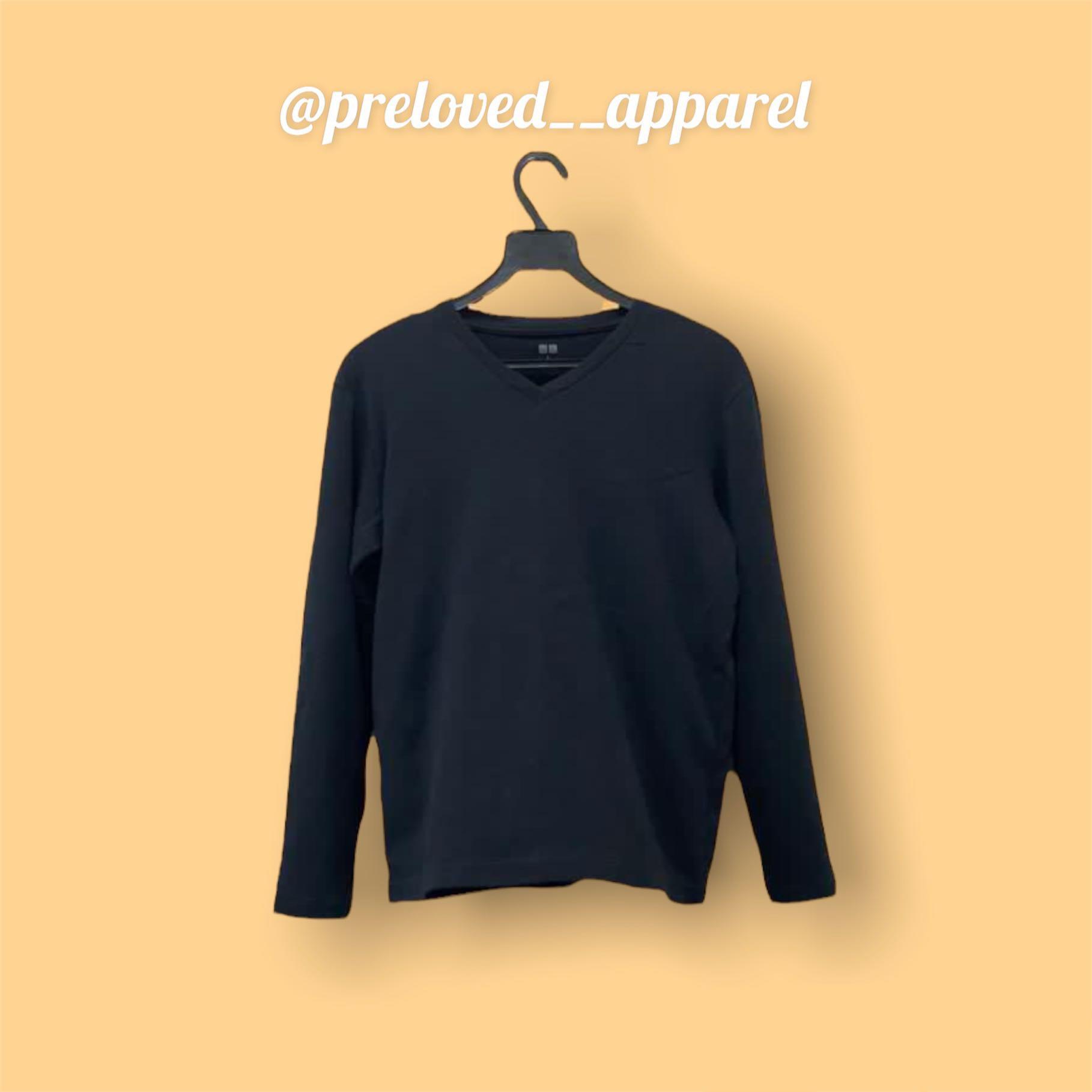 UNIQLO V Neck Long Sleeve T Shirt Men s Fashion Tops Sets