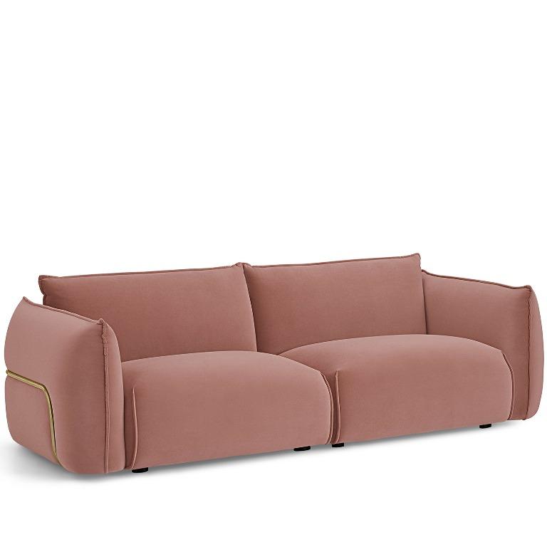 Velvet Sofa DION Blush Pink 3 Seater Furniture Home Living