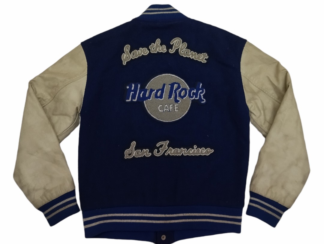 Vintage 90s Hard Rock San Francisco Varsity Leather Jacket Size S or M Fit