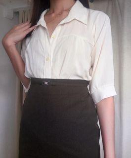 White/Beige Long sleeves Korean Top