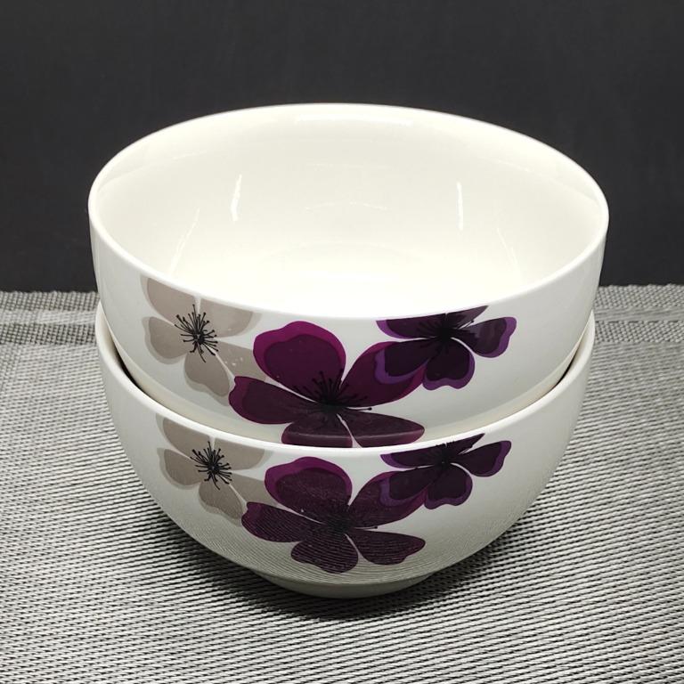 Wilko Purple Meadow Dinner Plate and Bowls set, Furniture & Home Living