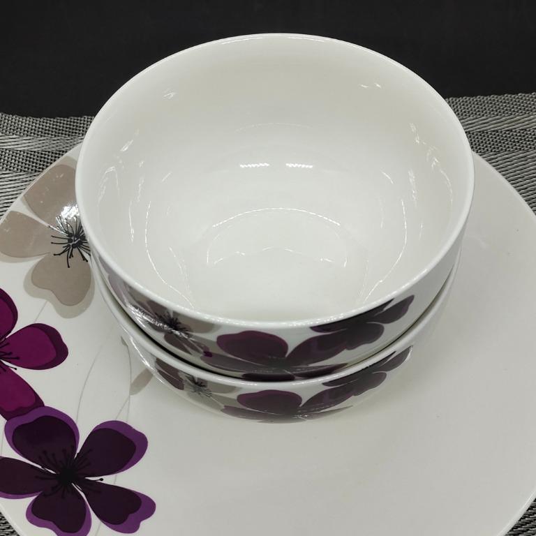 Wilko Purple Meadow Dinner Plate and Bowls set, Furniture & Home Living