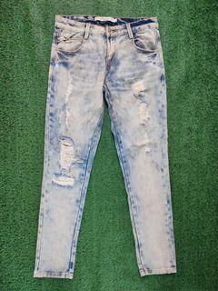 Zara trafaluc asid wash ripped distressed jeans design