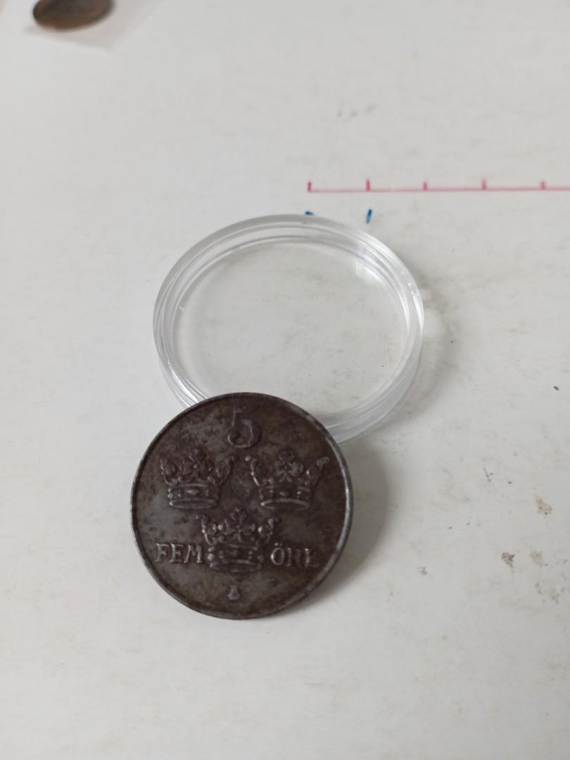 1950 Sweden 瑞典5 ore 鐵幣, 興趣及遊戲, 收藏品及紀念品, 錢幣- Carousell