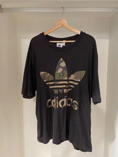 Adidas 迷彩深灰短T