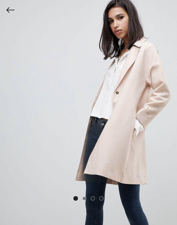 ASOS DESIGN Crepe Boyfriend Coat in Pink UK8 Women s Fashion