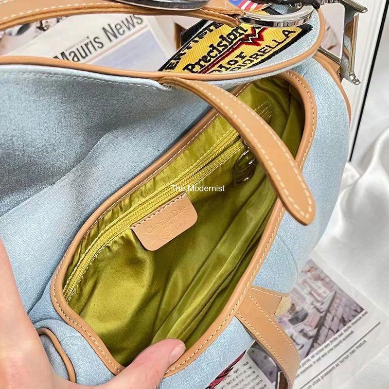 Dior blue sales denim saddle bag