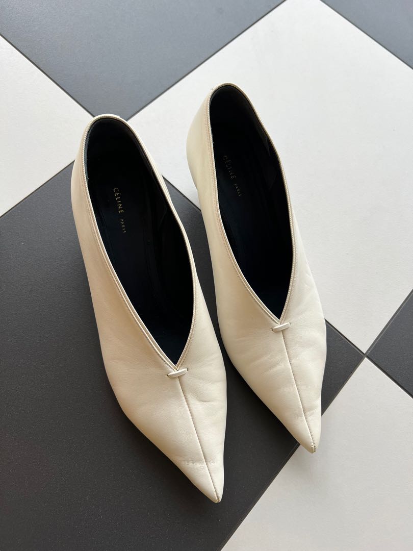 Celine white top heels