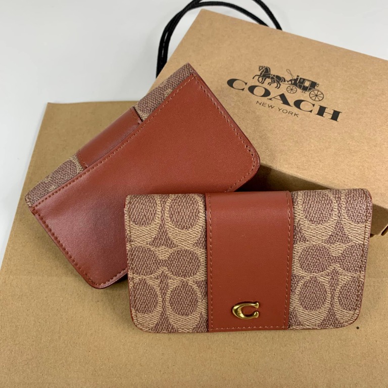 Coach Slim Card Case In Signature Canvas, Women's Fashion, Bags & Wallets, Wallets & Card