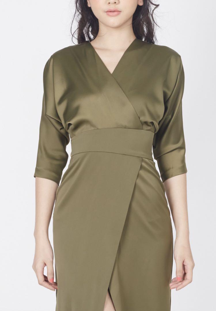 slim fit dress slacks Tanya Taylor | Tracy Dress | Army Midi Dress main image 1