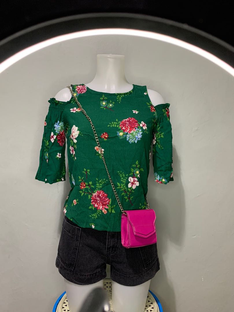 bubblebelle Women Casual Floral Printed 3/4 Sleeve Asymmetrical Hem Blouse Tops