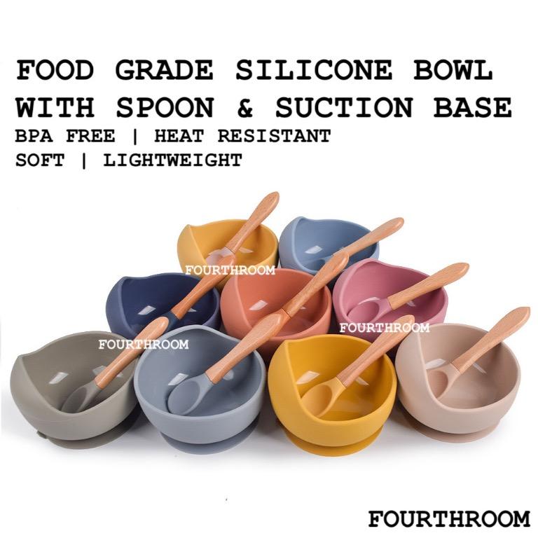 BPA-FREE Grey Infants & Toddlers Mother's Corn Suction Plate for Baby Divided Food-Grade 100% Silicone Feeding Bowls and Dishes for Kids Dishwasher & Oven Safe Microwave Cloud design 
