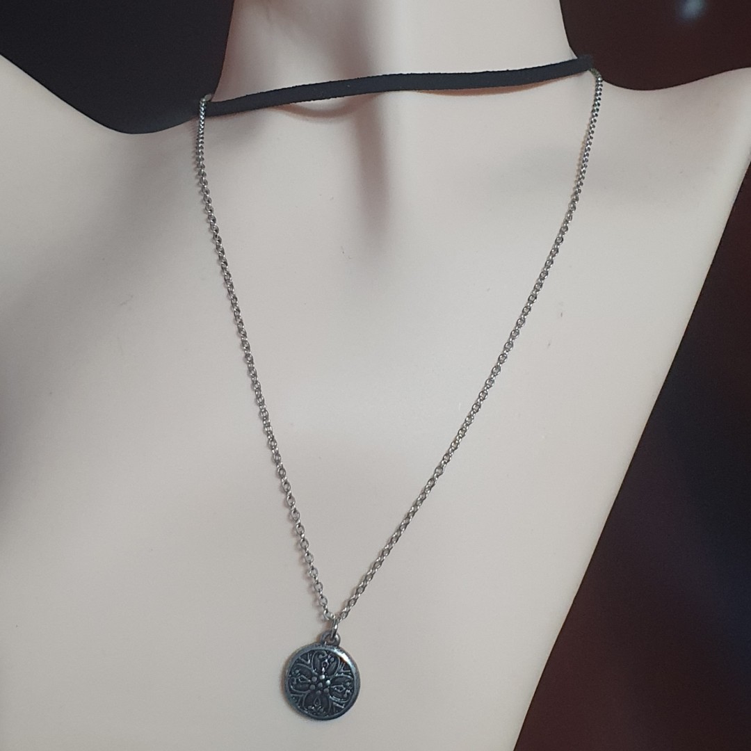 FOREVER 21 Choker Double Layer Necklace Gunmetal Women s