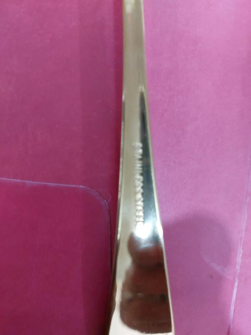 Gold plated spoon, fork and others (Category: Dinnerware & Cutlery) located in Quezon City. Submitted by cynlchan (Listing ID 1161483480, Image 3). Description: Upgrade your di ing experience with these gold plated cutlery Tablespoon 35 Table fork 35 Teaspoon 25 Soup ladle 95 Serving Spoon 95 Serving Fork 95 Photo reflects the light. Thus looks stainless. .