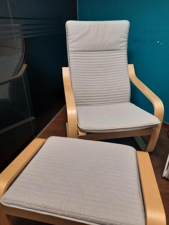 Grey Lounge Chair & Foot Rest, Furniture & Home Living, Furniture