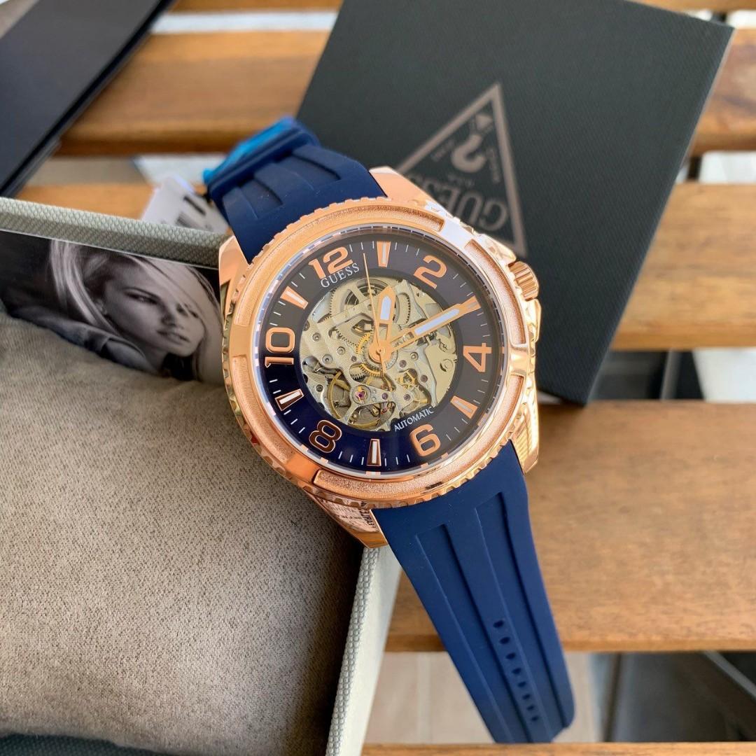 Guess Men Blue Skeleton Analogue W1178G3 Men s Fashion Watches