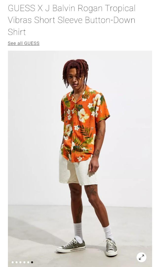 GUESS X J BALVIN ROGAN TROPICAL VIBRAS BUTTON DOWN SUMMER POLO