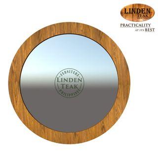 Handcrafted Solid Teak Wood Big Round Jasmine Mirror Furniture