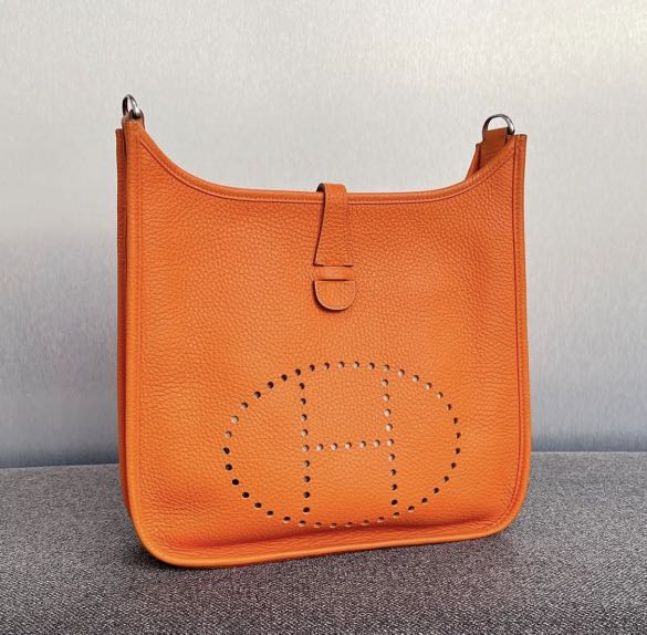 Hermes Orange Clemence Leather Evelyne 29 Shoulder Bag Hermes
