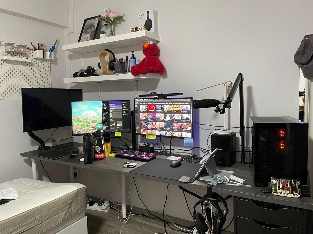 IKEA EKBACKEN Worktop Desk Table , concrete effect/laminate 246x2.8cm