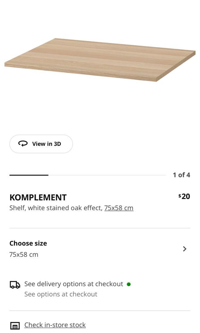 IKEA PAX KOMPLEMENT Shelf, white stained oak effect75x58 cm, Furniture