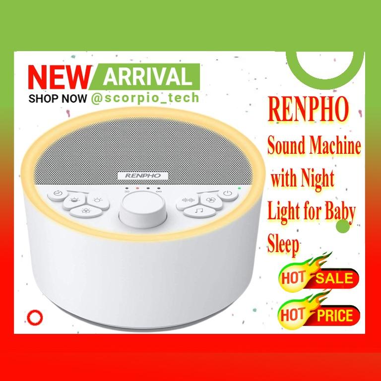 Adult RENPHO White Noise Machine Rechargeable with Night Light for Baby Sleep Office Privacy Sleep Machine Non-looping 29 HI-FI Soothing Sounds for Relaxation Sound Machine for Kids Home Travel 