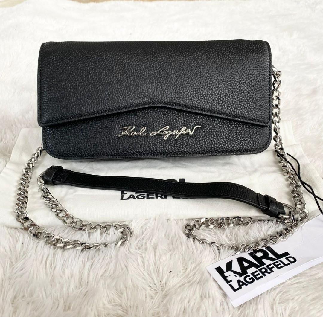 Karl Lagerfeld Wine Leather Evening Clutch Bag 