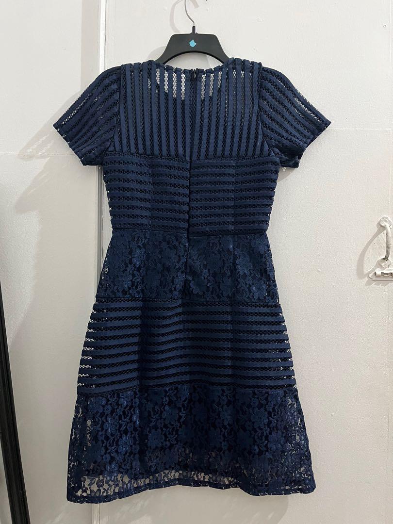 Lace Dress navy blue (Category: Dresses) located in Pasay City. Submitted by prelovedbydon_ (Listing ID 1161470537, Image 2). Description: Available in black, white and blue .