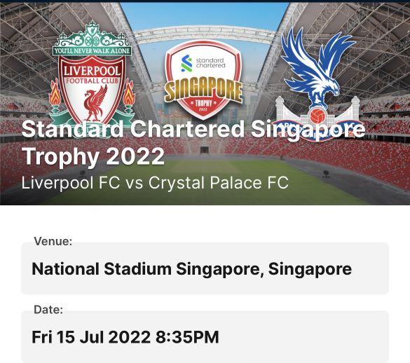 Liverpool vs Crystal palace tickets silver section 641, Tickets
