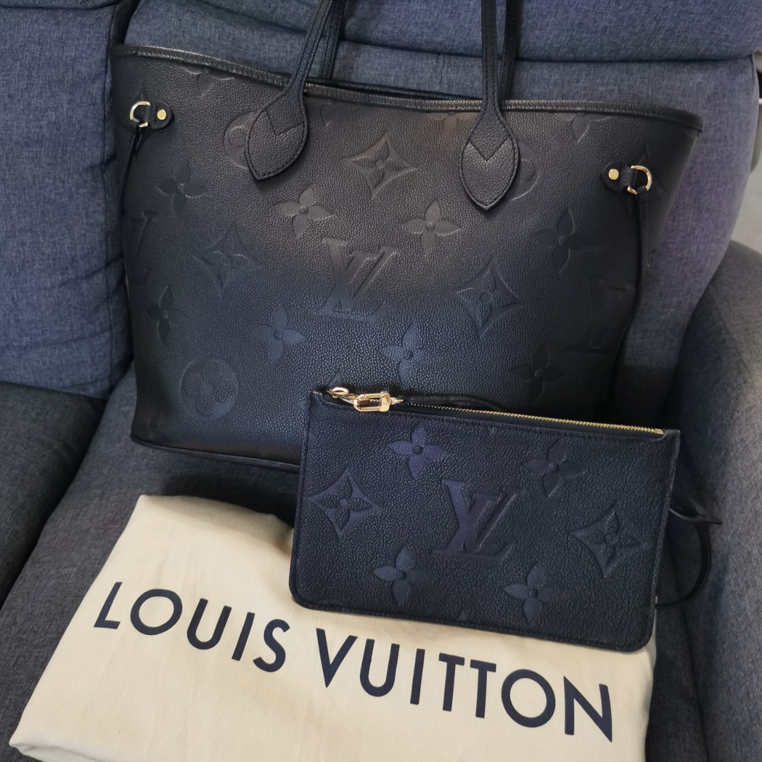 LV neverfull Monogram Empreinte leather Black MM, Luxury, Bags u0026 Wallets on  Carousell