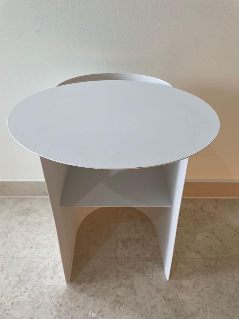 Metal white bedside / side table, Furniture & Home Living, Furniture