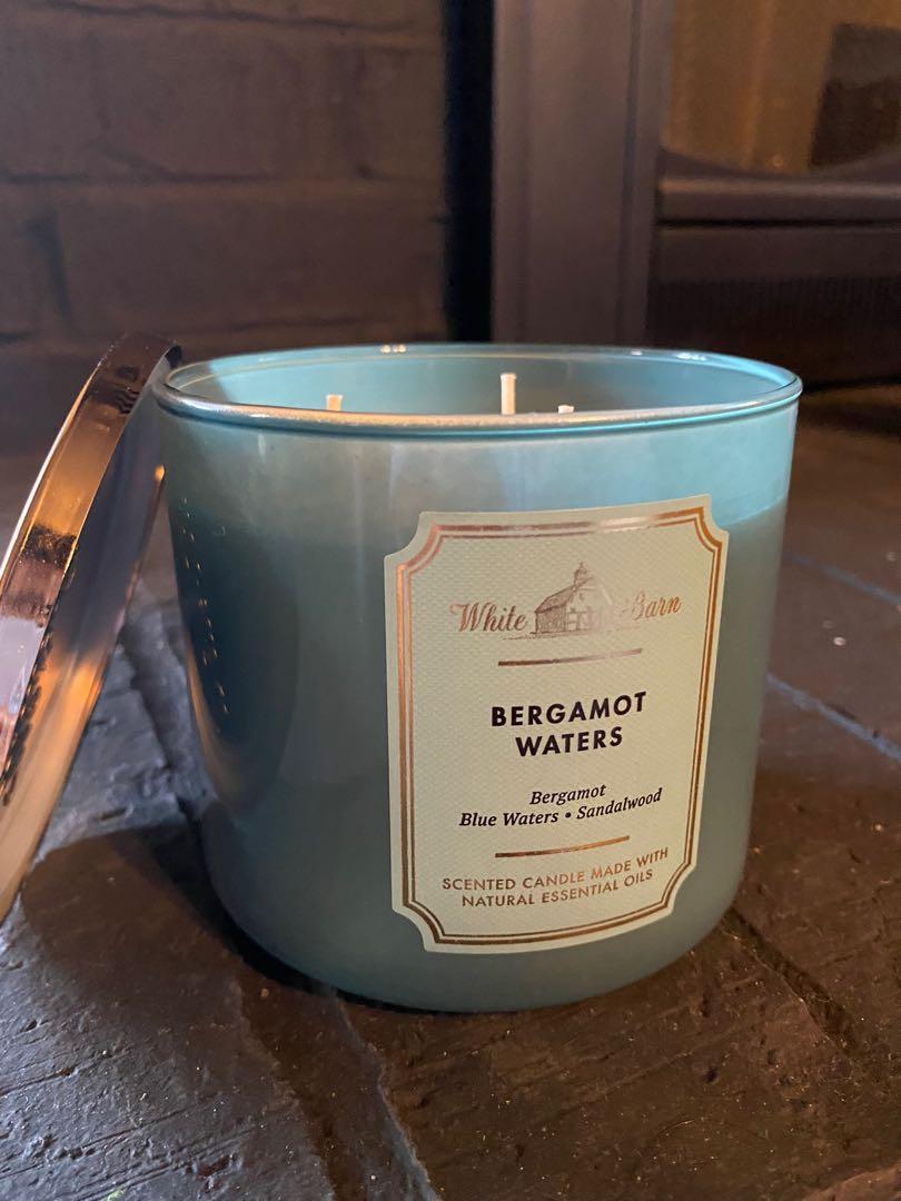 Original Bath & Body Works White Barn Bergamot Waters 3wick Candle